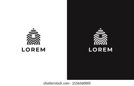 vector graphic illustration logo design for logogram pictogram combination fingerprint and house