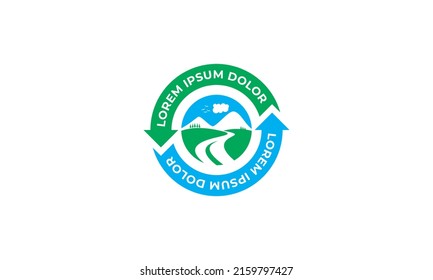 vector graphic illustration logo design, badge emblem stamp style, go green, environment