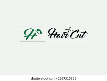 vector graphic illustration logo design for babershop or brand hair restoration with monogram initial letter