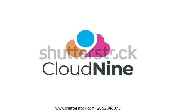 vector\
graphic illustration logo design for cloud nine, cloud 9,\
combination a cloud and number 9 with 3\
color