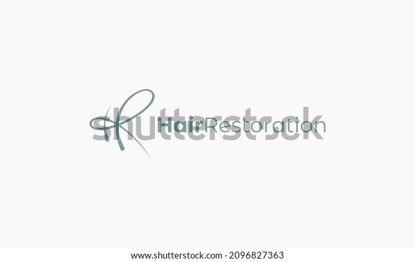 vector\
graphic illustration logo design for brand hair restoration with\
monogram initial letter HR in hair style\
shape