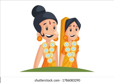 Imagen vectorial de lord Rama y de la diosa Sita. Individualmente sobre un fondo blanco.	