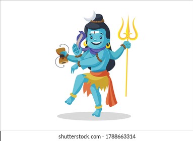 Vector graphic illustration. Lord Shiva  dancing in Nataraja pose. Individually on a white background.	