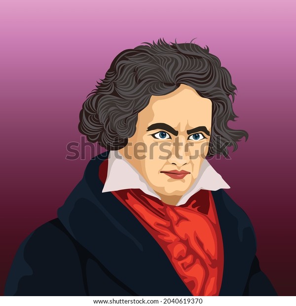 Vector Graphic Illustration Ludwig Van Beethoven Stock Vector (Royalty ...