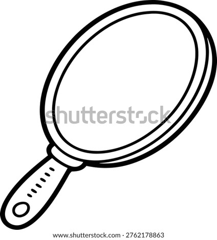 A vector graphic illustration of a magnifying glass with a handle, depicted in a simple black line design, showcasing a classic tool for enlarging and inspecting objects.