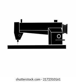 Vector graphic illustration of mechanical sewing machine silhouette, isolated on white background. Ideal for creative or educational purposes and to represent skills.