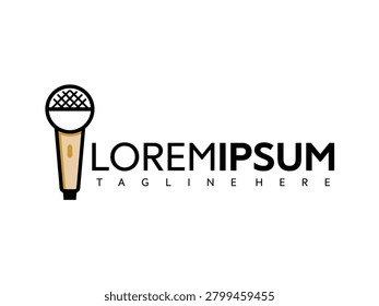 Vector graphic illustration of a microphone with Loremipsum text and tagline in a modern design