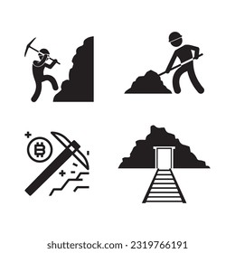 Vector graphic illustration of mining icons. Perfect for use in any web design, illustration, presentation, etc.