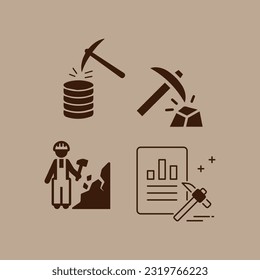 Vector graphic illustration of mining icons. Perfect for use in any web design, illustration, presentation, etc.