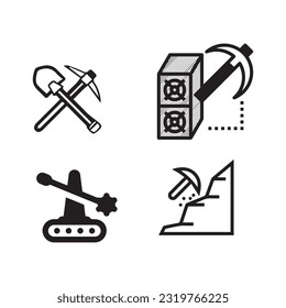 Vector graphic illustration of mining icons. Perfect for use in any web design, illustration, presentation, etc.