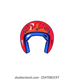 Vector graphic illustration of motorcycle helmet in cartoon style. Headwear for safe drive. The icon is perfect for web design, decorative elements, print, stickers, or social media. The image is isol