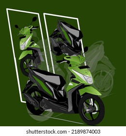 Vector graphic illustration motorcycle with a very elegant green design and color for women 