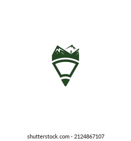 Vector graphic illustration of a mountain on a pencil