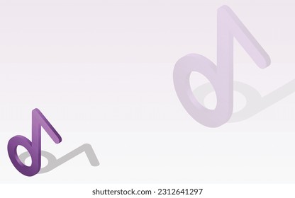 Ilustración gráfica vectorial de la notación de hoja de música, iconos aislados de notas musicales púrpura con un fondo de gradiente rosa, es altamente apropiada para aplicaciones musicales, tonos, música y más