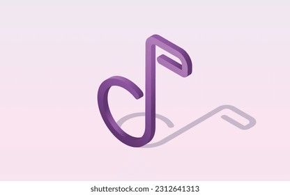 Vector graphic illustration of music sheet notation, isolated purple musical note icons with a background of pink gradient, is highly suitable for music applications, tones, music, and more