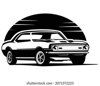 vector graphic illustration of mustang black car