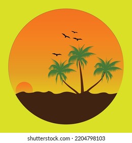 Vector graphic illustration of nature background in circle