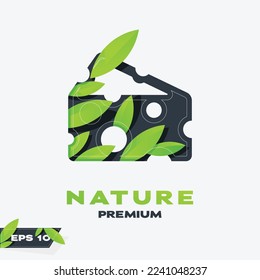 Vector graphic illustration of nature and cheese logo