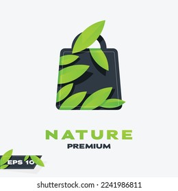 Vector graphic illustration of nature and shopping logo