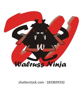 Ilustración gráfica vectorial con una mascota de moras con temática ninja, perfecta para diseños de mascota o logotipo