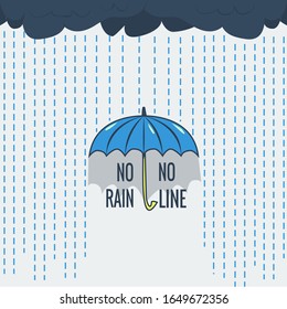 Sin lluvia, paraguas de vectores planos en el día de lluvias, fondo de diseño plano