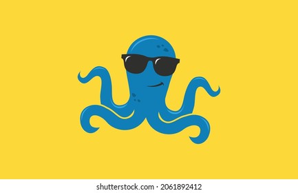 vector graphic illustration of octopus with glasses