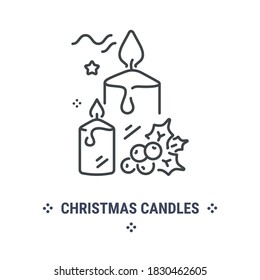 Vector graphic illustration on a white background. Concept icon in linear design. Christmas candles. Symbol, sign, logo, emblem.