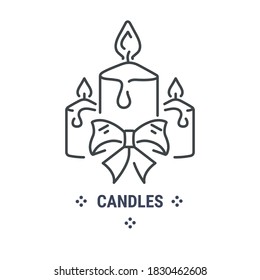 Vector graphic illustration on a white background. Concept icon in linear design. Candles. Aromatic, romantic, Christmas. Symbol, sign, logo, emblem.