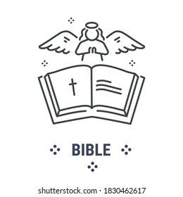 Vector graphic illustration on a white background. Concept icon in linear design. Bible. Symbol, sign, logo, emblem.