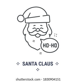 Ilustración gráfica vectorial en un fondo blanco. Icono de concepto en diseño lineal. Santa Claus. Símbolo, signo, logotipo, emblema.