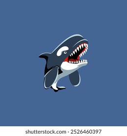 Vector graphic of an illustration of an orca whale with an angry facial expression. This vector is perfect for logos, templates, banners, wallpapers, decoration and branding etc.
