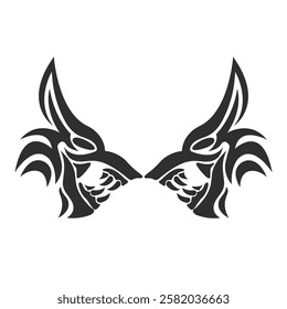 Vector graphic illustration Orthros, two fierce dog or wolf heads suitable for use as community logo material