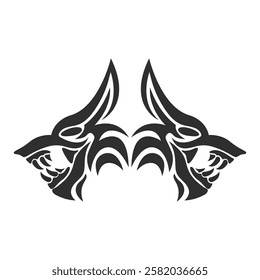 Vector graphic illustration Orthros, two fierce dog or wolf heads suitable for use as community logo material