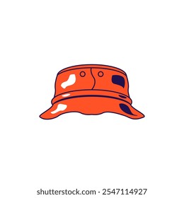 Vector graphic illustration of panama hat in cartoon style. Headwear for summertime, vacation, and tourism. The icon is perfect for web design, decorative elements, print, stickers, or social media.