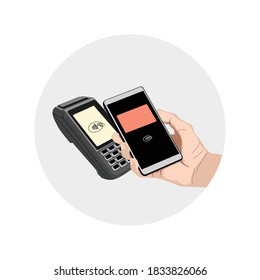 Vector graphic illustration payment with nfc phone mobile