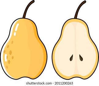 ilustración gráfica vectorial, estilo de doodle de frutos perales, estilo de dibujos animados, barra de rebanada