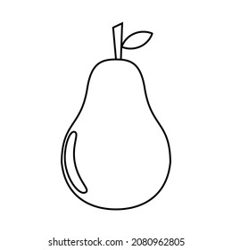 Vector graphic illustration of pear, outline only. Perfect for coloring book.