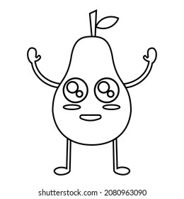 Vector graphic illustration of pear, outline only. Perfect for coloring book.