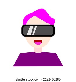 Vector graphic illustration of people wear VR perfect for technologi, futuristic product, metaverse illustration