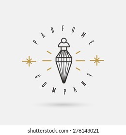 Vector graphic illustration of a perfume bottle symbol with sample text