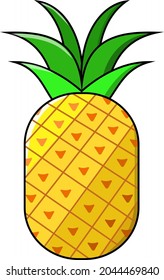 Vector Graphic Illustration, Pineapple fruit, Delicious tropical fruit, food and drink