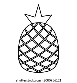 Vector graphic illustration of pineapple, outline only. Perfect for coloring book.