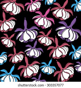 vector graphic illustration pink fuchsia flowers pattern