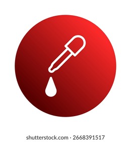 Ilustração gráfica vetorial: Ferramenta de pipeta em um círculo de gradiente vermelho para projetos de química e ciência