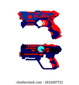 Vector Graphic Illustration Plastic Gun Toys Colors Red and Blue