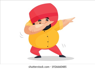 Vector graphic illustration. Punjabi man is in dab style. Individually on a white background.