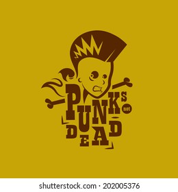 Vector graphic illustration punk kids with sign