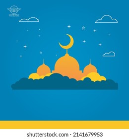 vector graphic illustration of Ramadan Kareem, Eid Al-Fitr, Aidul Adha greeting designs with mosque great for symbols, design, icon and logo.