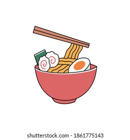 vector graphic illustration of ramen noodle food