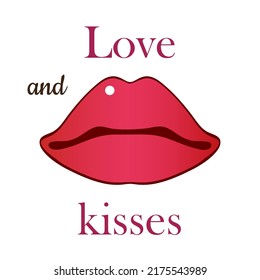Ilustración gráfica vectorial con labios completos rojos y una instrucción
